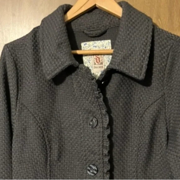 Decree- Peplum Woven Jacket Gray women’s Large - Picture 4 of 13